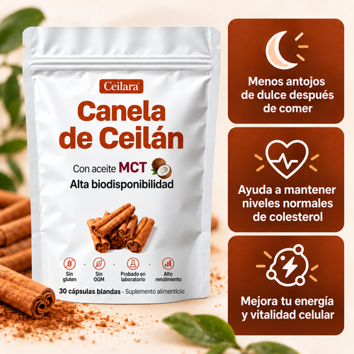 Canela de Ceilán 7.200 mg equivalentes con Aceite MCT