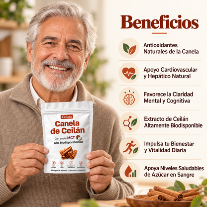 Canela de Ceilán 7.200 mg equivalentes con Aceite MCT